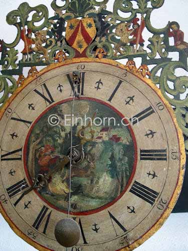 Eisenuhr Barock zwei Zeiger Viertelstundenschlag